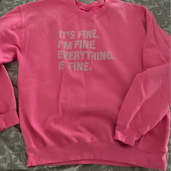 4 THINGS® 'IT'S FINE' PULLOVER - NEON PINK - Picture 2 of 2